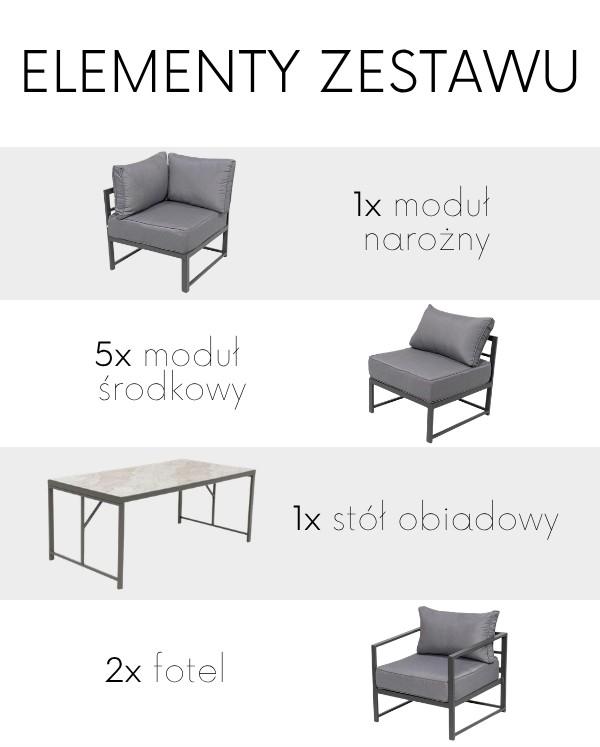 Trapeno 6 elementów meble ogrodowe modułowe