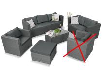 OUTLET - Antracytowy zestaw ogrodowy z technorattanu seria Stefano Grande