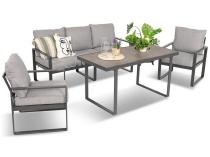 Nowoczesne meble na taras - zestaw z sofą i fotelami 5 osób - Panaon Dining Elite Light Grey