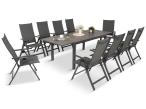 Mobilier de aluminiu pentru terasă cu masă extensibilă de 240 cm + 10 scaune reglabile Daven Antracite Beton