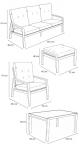 Beżowy komplet aluminiowych mebli na taras dla 7 osób - sofa 200cm, fotele i pufy - Tavaro
