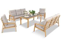 Komplet mebli na taras z dwiema sofami i wysokim stołem obiadowym - Tavaro Grande Wood