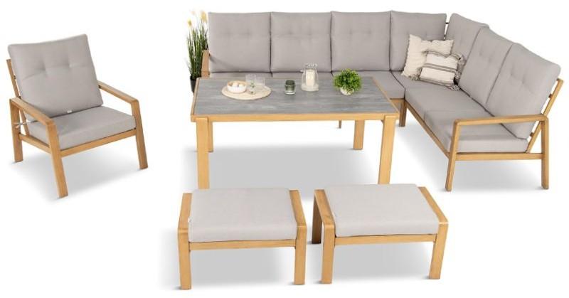 Narożnik na taras Tavaro z fotelem i pufami