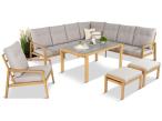 Narożnik ogrodowy 7 osobowy z fotelem imitacja drewna Tavaro Corner XL Wood