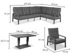 Narożnik ogrodowy 6 osobowy z regulowanym stołem i 2 fotelami Tavaro Corner Plus Wood