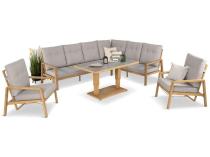 Narożnik ogrodowy 6 osobowy z regulowanym stołem i 2 fotelami Tavaro Corner Plus Wood