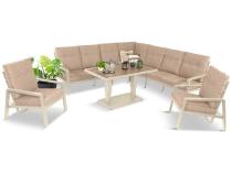 Duży narożnik ogrodowy z regulowanymi fotelami Tavaro Corner XL Plus Cream