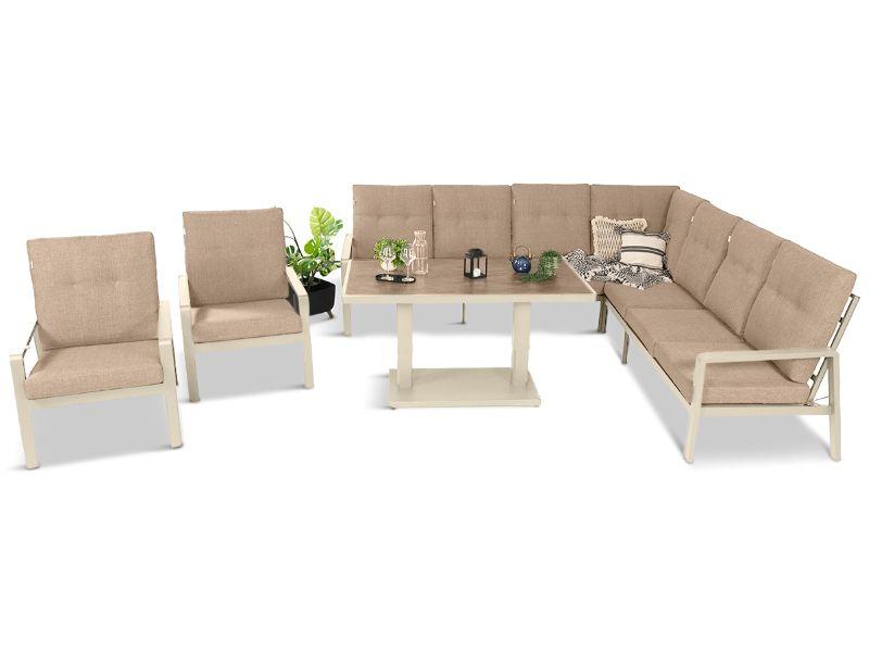 Narożnik Tavaro z podnsozonym stołem