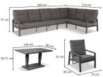 Duży narożnik ogrodowy 7 osobowy z regulowanym stołem i fotelami Tavaro Corner XL Plus Wood