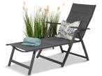 Składany leżak ogrodowy z regulowanym oparciem Taven - Grafit
