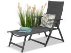 Składany leżak ogrodowy z regulowanym oparciem Taven - Grafit