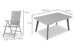Zahradní nábytek Kantara s rozkládacím stolem 160-240 cm a 10 židlemi - wymiary