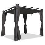 Pergola wolnostojąca na taras z zasłonami 3x3 Kirn Szary - stelaż aluminiowy