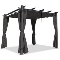 Pergola wolnostojąca na taras z zasłonami 3x3 Kirn Szary - stelaż aluminiowy