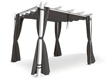 Biała pergola na taras z zasłonami Kirn 3x3 - Grey White