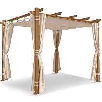 Zadaszenie na taras z zasłonami 3x3m Pergola Kirn - Cream Wood