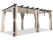 Pergola ogrodowa 3x5,5 z materiałowym dachem i zasłonami Kirn beż
