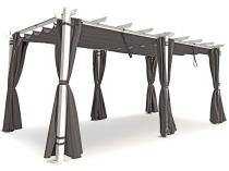 Duża pergola tarasowa wolnostojąca Kirn 3x5,5 Biała z szarym dachem i zasłonami