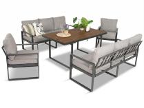 Meble dla 8 osób na taras - sofy 175cm, fotele, stół obiadowy 160cm - Panaon Grande LG