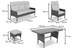 Zestaw mebli ogrodowych z wysokim stołem, sofą 175cm i fotelami Lirata Dining Anthracite