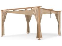 Drewnopodobna pergola ogrodowa 4x4 Niro z zasłonami - Cream Wood