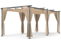 Metalowa pergola na taras z zasłonami bocznymi Niro 3x5,5 - Cream