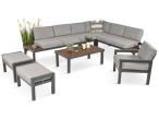 Metalowy zestaw mebli wypoczynkowych - narożnik + fotel - Calamba Corner XL - Light Grey