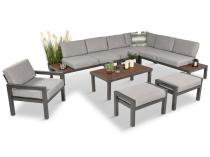 Metalowy zestaw mebli wypoczynkowych - narożnik + fotel - Calamba Corner XL - Light Grey