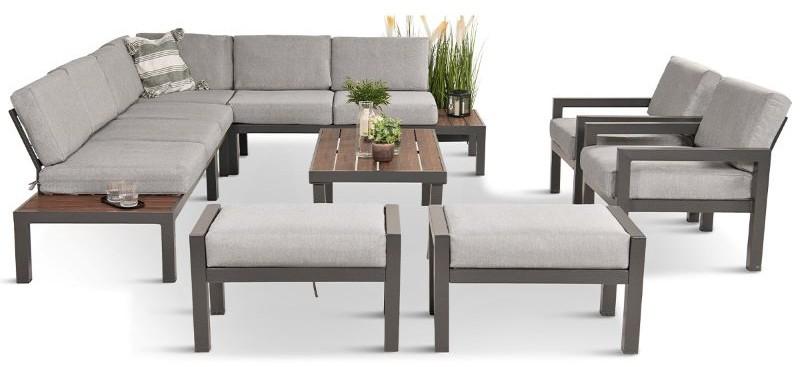 Narożnik ogrodowy ze stolikiem kawowym