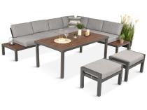 Modułowy narożnik aluminiowy z wysokim stołem 160cm Calamba Corner XL - Light Grey