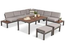 Duży narożnik modułowy 283x283cm ze stołem 160cm - Calamba Corner XXL - Light Grey