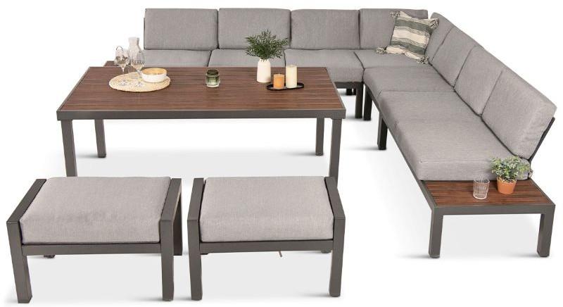 Duży narożnik do ogrodu z wysokim stołem