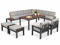Modułowy narożnik ogrodowy z fotelami i pufami - Calamba Corner XXL - Light Grey