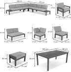Modułowy narożnik ogrodowy z fotelami i pufami - Calamba Corner XXL - Light Grey