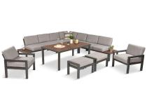 Modułowy narożnik ogrodowy z fotelami i pufami - Calamba Corner XXL - Light Grey