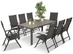 Aluminiowe meble tarasowe - stół 180cm i składane krzesła - Kanbery Antracite Ceramic 8+1
