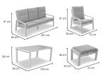 Komplet mebli na taras dla 7 osób - sofa , fotele i pufy - Tavaro Dining White
