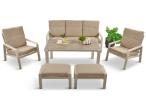 Komplet mebli na taras dla 7 osób - sofa , fotele i pufy - Tavaro Dining White