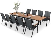 OUTLET - Zestaw mebli obiadowych na taras z rozkładanym stołem 200-320cm - Frabe 9+1 - Anthracite