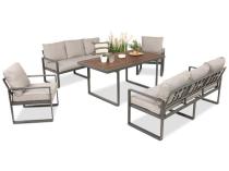 OUTLET - Meble dla 8 osób na taras - sofy 175cm, fotele, stół obiadowy 160cm - Panaon Grande LG