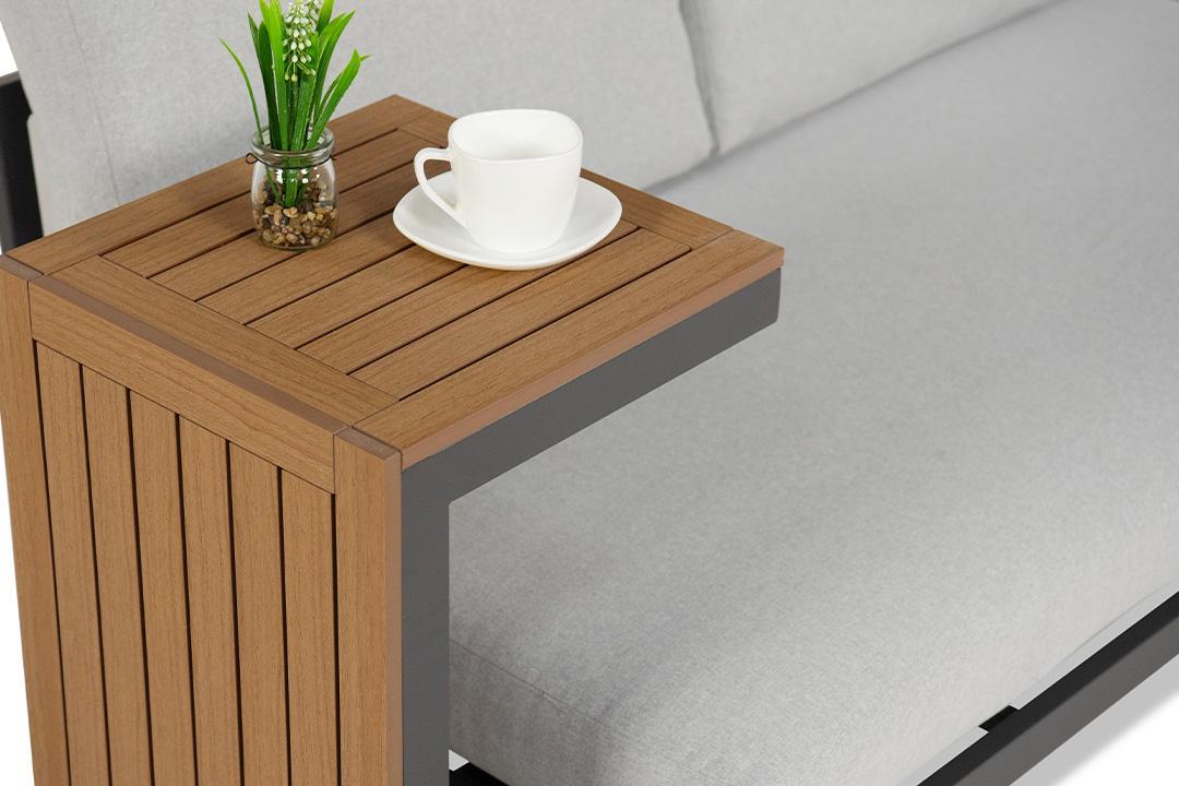 Nowoczesny zestaw ogrodowy Vernon - stolik kawowy polywood