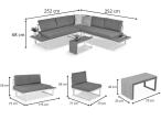 Grafitowy narożnik modułowy Vernon XL - aluminiowy stelaż