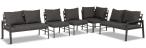 Duży narożnik ogrodowy metalowy Sodor Corner XXL z fotelami, pufami i stołem 160cm - Dark Grey