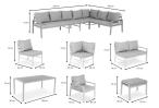 Duży narożnik ogrodowy metalowy Sodor Corner XXL z fotelami, pufami i stołem 160cm - Dark Grey
