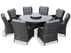Grafitowy zestaw technorattanowy z okrągłym stołem 8+1 Laritto