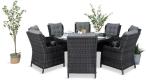 Antracytowy zestaw obiadowy na taras technorattan Laritto 8+1 okrągły stół