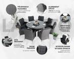 Grafitowy zestaw technorattanowy z okrągłym stołem 8+1 Laritto
