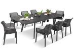 Meble na taras Kantara Modern, stół rozkładany 160-240 cm i 8 sztaplowanych krzeseł