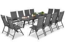 Duży komplet ogrodowy Kantara ze stołem rozkładanym 160-240 cm i 12 krzesłami