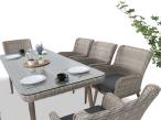 Meble ogrodowe technorattan 6 krzeseł i stół Tonitto Dining 8+1 - Creme